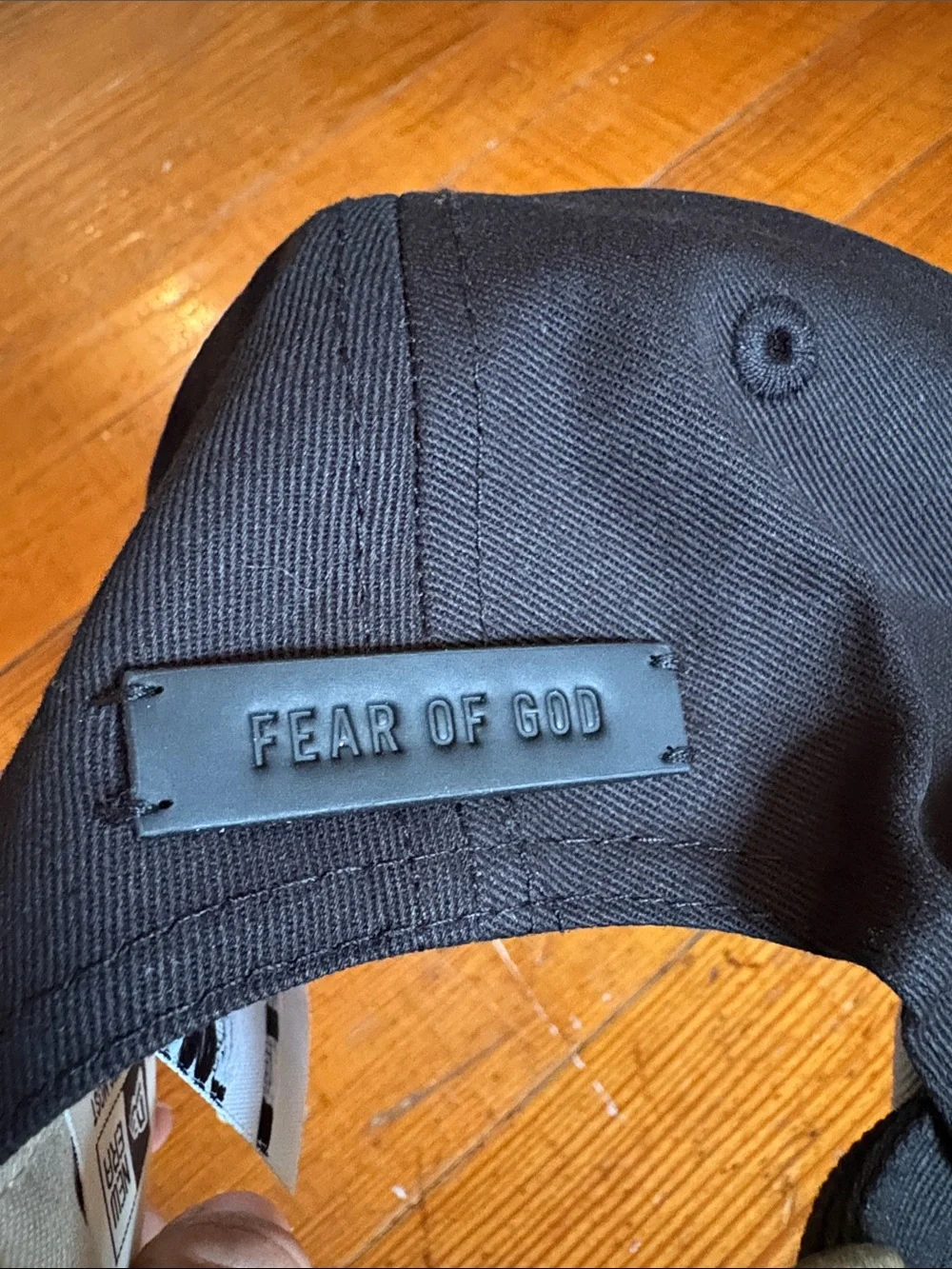New Era Fear of God White Socks Black Adjustable Hat